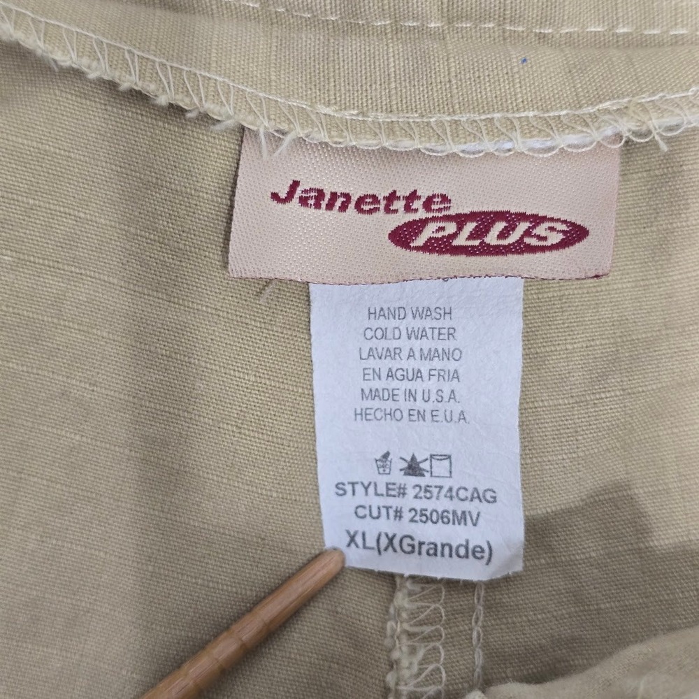 Vintage Y2K Cargo Capri Pants L 34X21 Tan Mid Rise Ripstop Parachute Tie Balloon - Picture 10 of 11